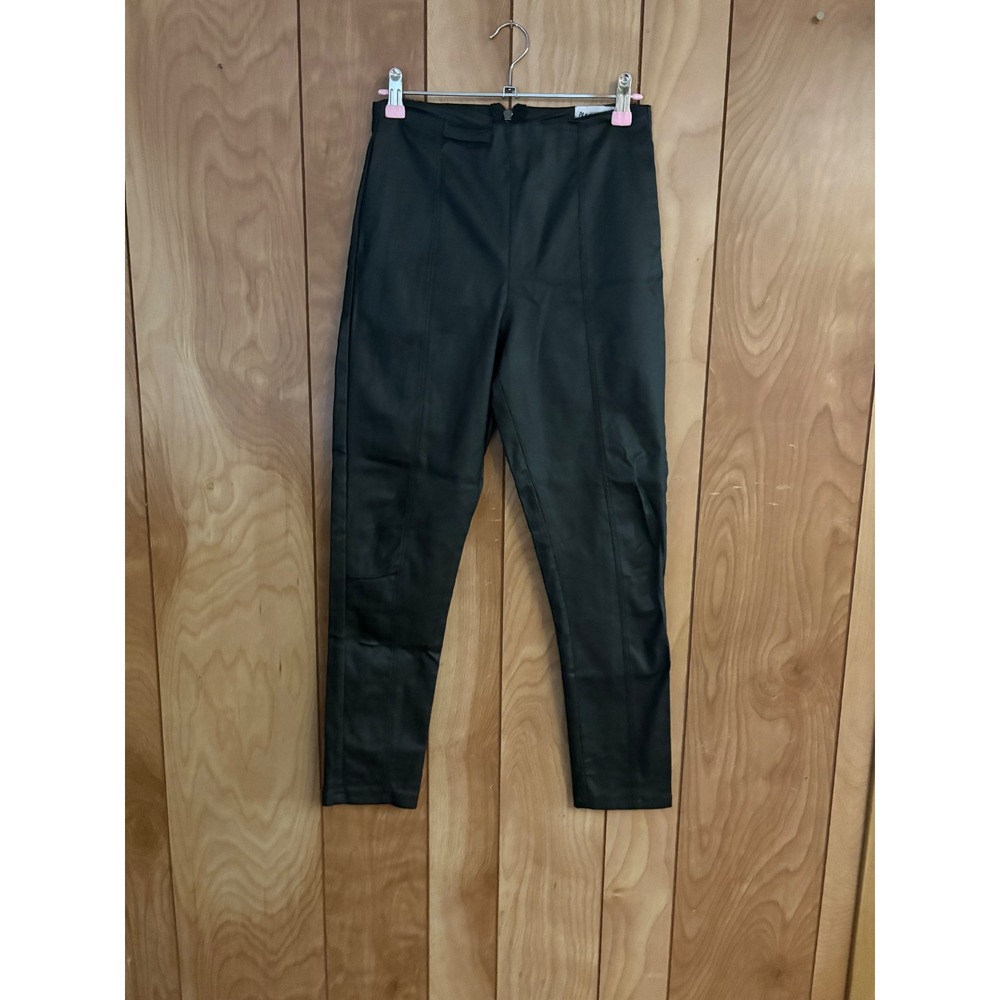 Princess Polly Black Faux Leather High Waisted‎ Pants Back Zip Size 6